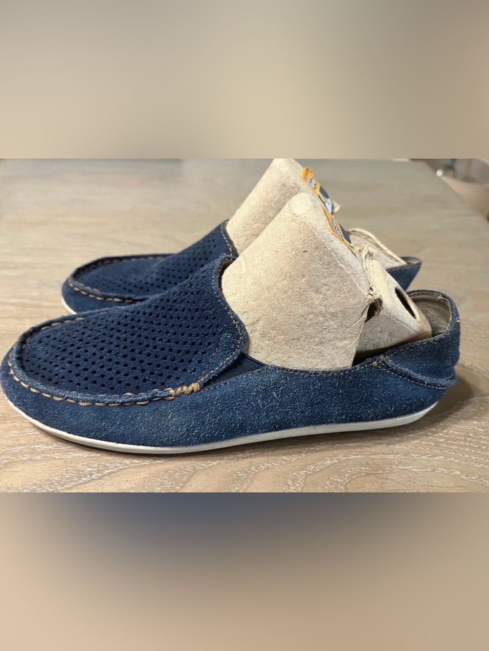 OluKai Nohea Perf Slip On Loafers BLUE & BROWN size 7 LOT - Picture 3 of 14